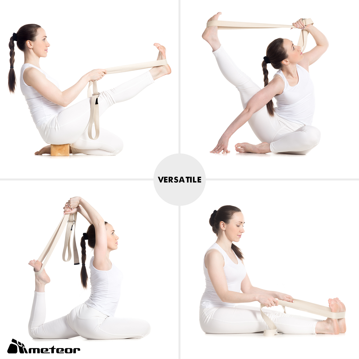 METEOR Essential Yoga Straps,Stretch Bands,Yoga Belts,Stretch Belts,with  extra thick d-buckles