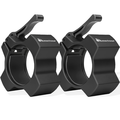 METEOR 50mm Aluminium Quick-Release Olympic Barbell Collars Clips Clamps (Black)