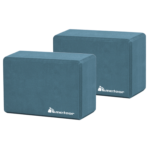 METEOR Non-Slip Yoga Blocks, High-Density Yoga Foam Blocks, One Pair (Teal)